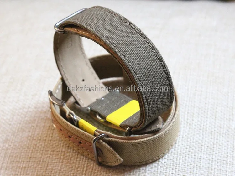 High quality stylish army green and khaki canvas watch strap 20/22/24mm