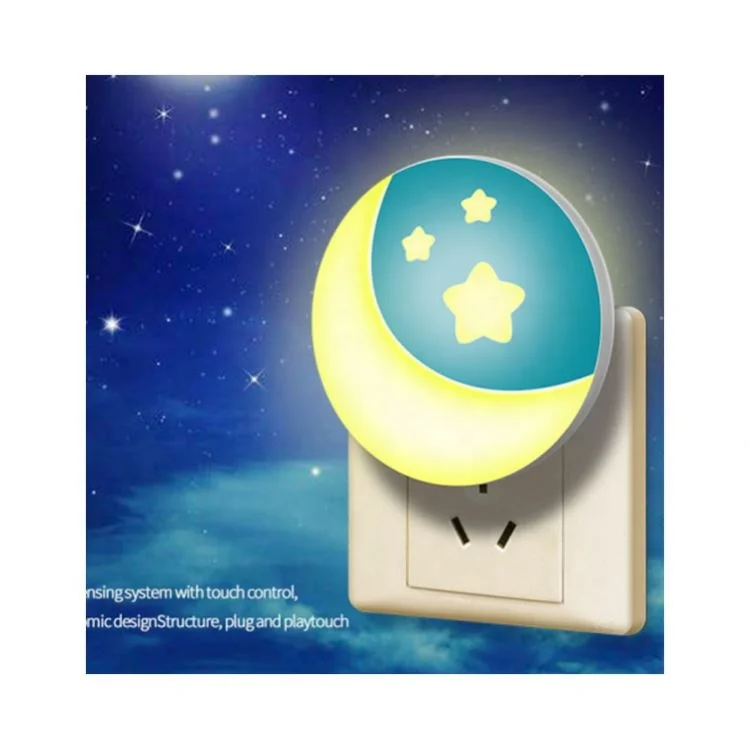 Shingel Hot Selling Cute Star And Moon Plug In Bedside Lamp Energy-Saving Night Light