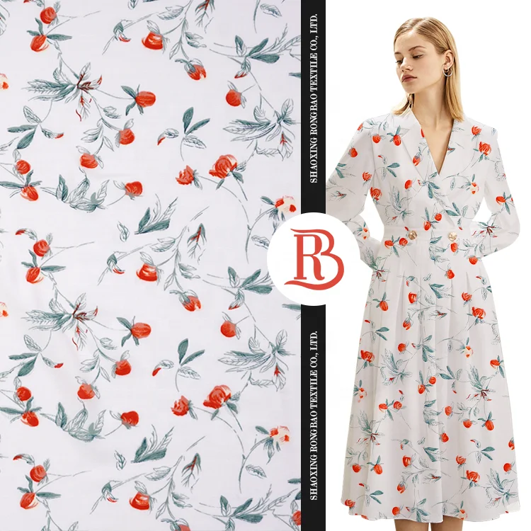 Фабричная цена изящный тканый 30s * элегантный цветочный узор дизайн напечатанный в наличии ткань для платья