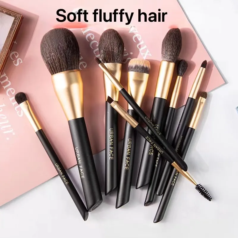 High quality Wholesale 4 10 12pcs black  Makeup Brush Set Make Up Tools private label