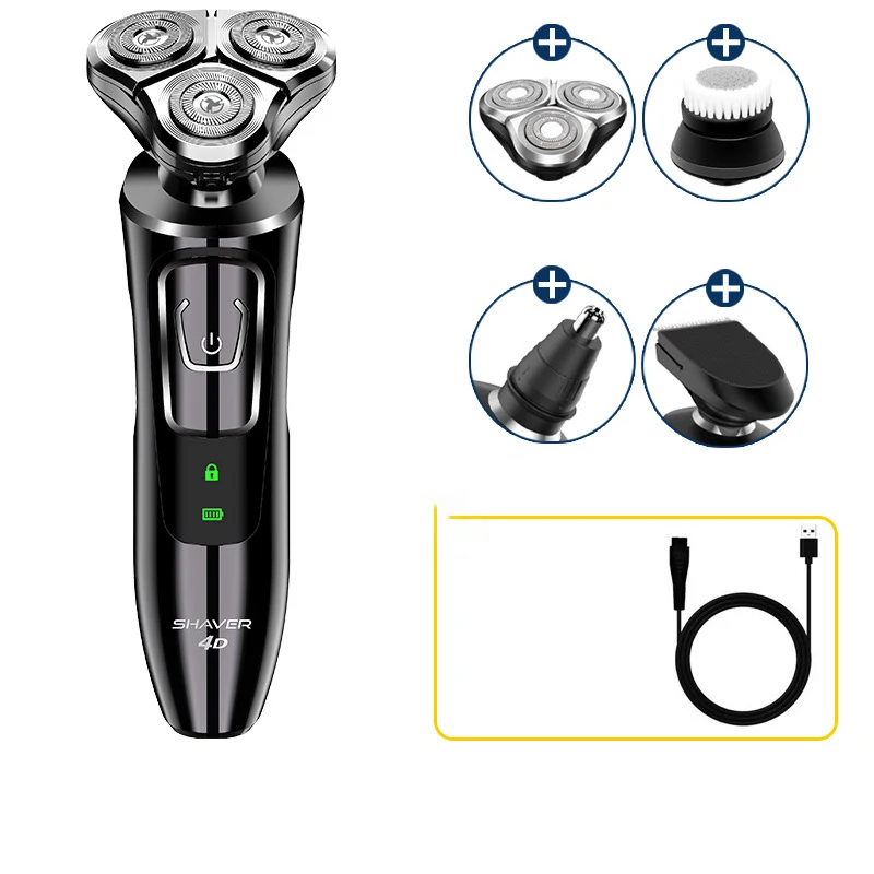Electric Shaver for Men - 3D Rechargeable Rotary Shaver Wet and Dry Whole Body Waterproof Electric Razor
