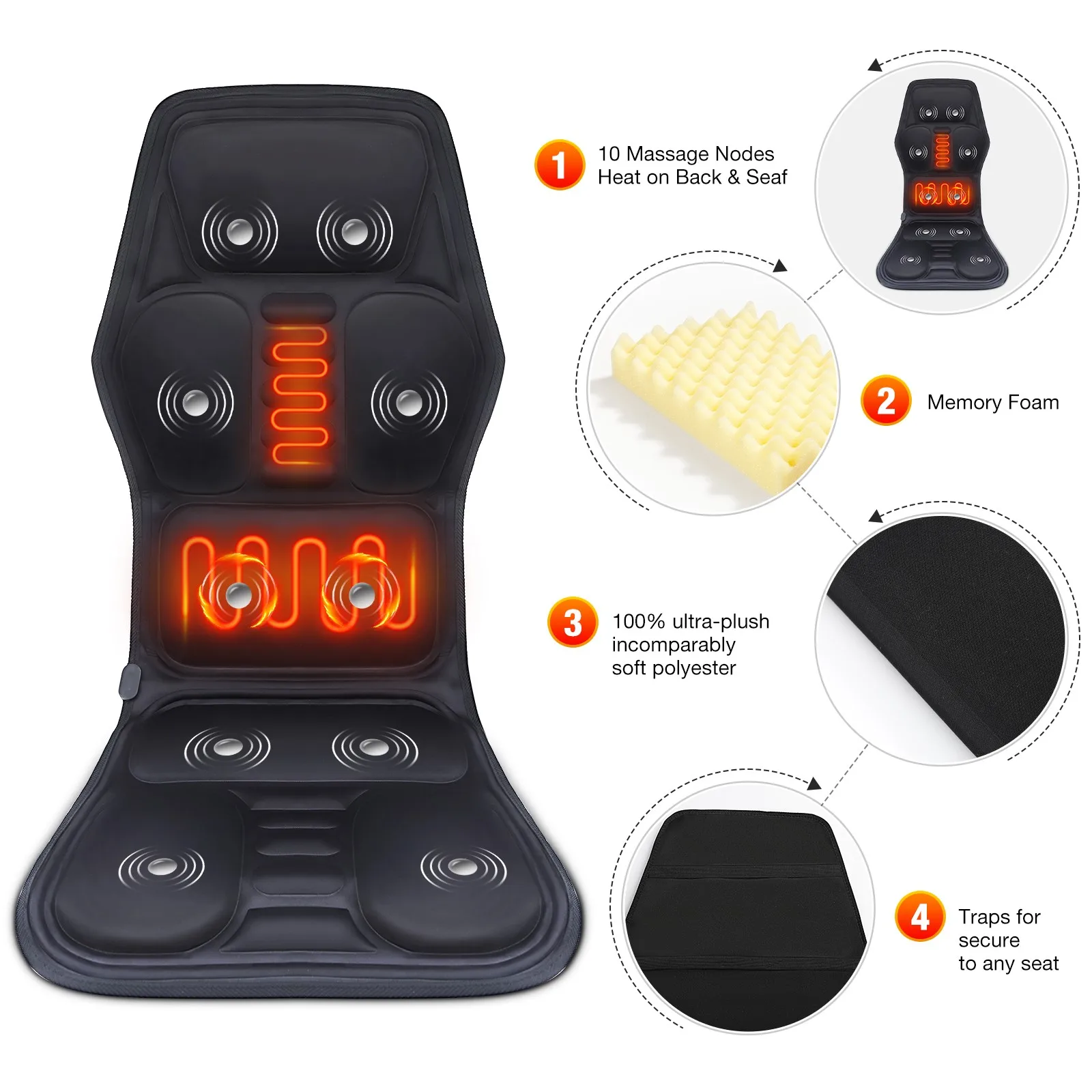 Car And Home Use Full Body Massage Bed Mat Vibration Body Car Seat Massage Cushion Switch Car Massage Seat