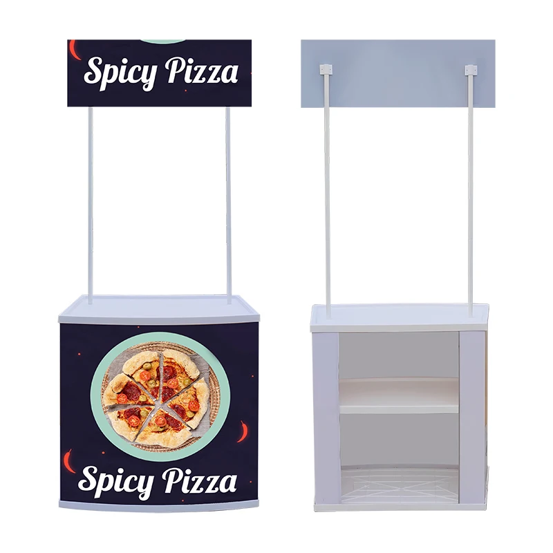 Portable Retail Display Table Counter for Outdoor Advertising Custom Logo Printed ABS/PP Flags Banners Aluminium Wood Flagpole