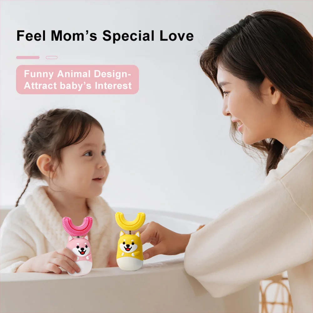  360 U-Type Cartoon Automatic Rechargeable Sonic Whitening Ultrasonic Kids Electric Toothbrush Children Tooth