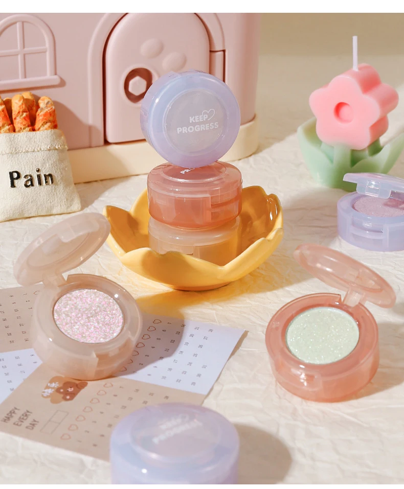 OEM Cosmetic Monochrome eyeshadow pearlescent burst sparkl brightening highlighter lying silkworm stage makeup eyeshadow palette