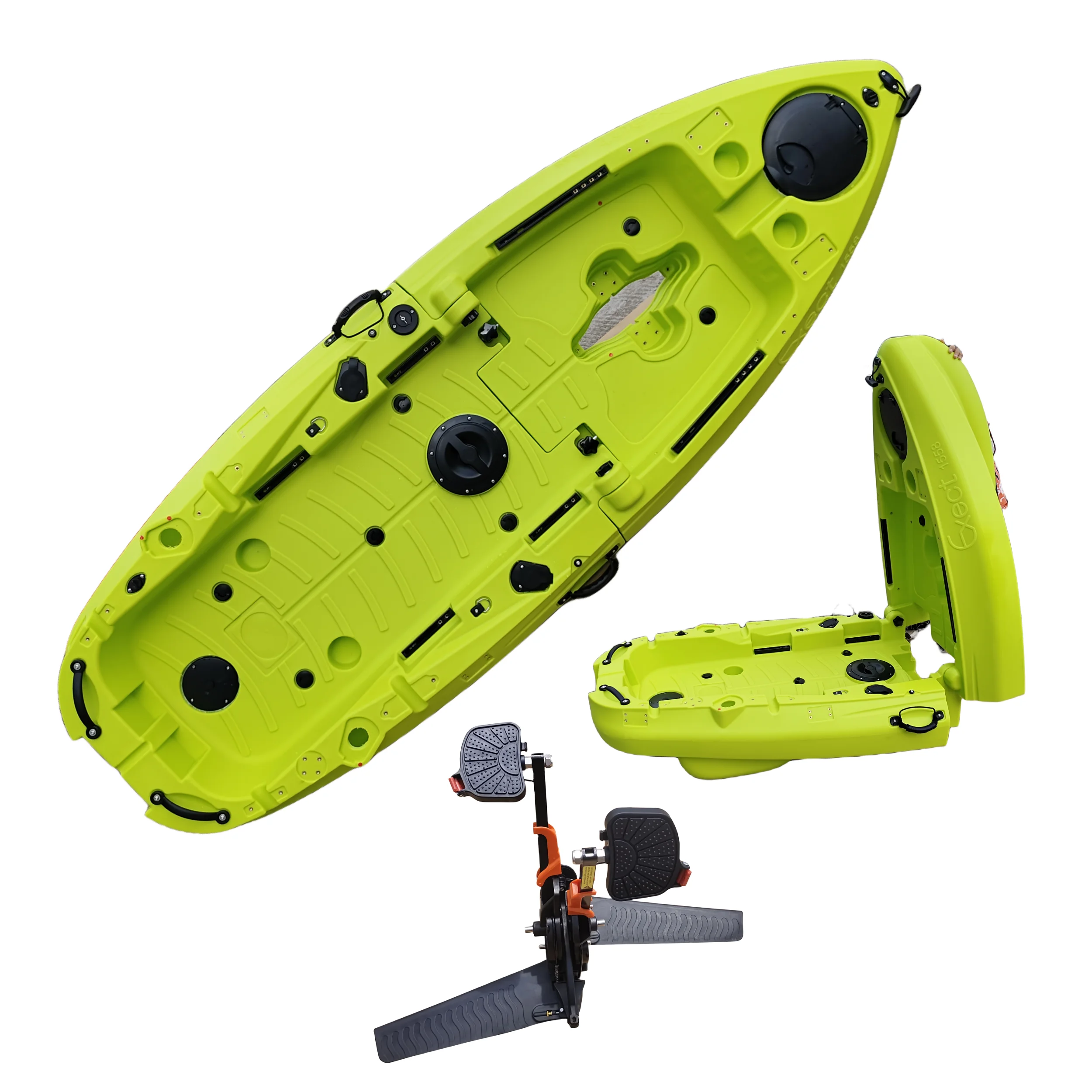 Pro Angler plastic folding kayak foldable two parts with pedal system fishing kayak/ kajak/ boat aluminum seat