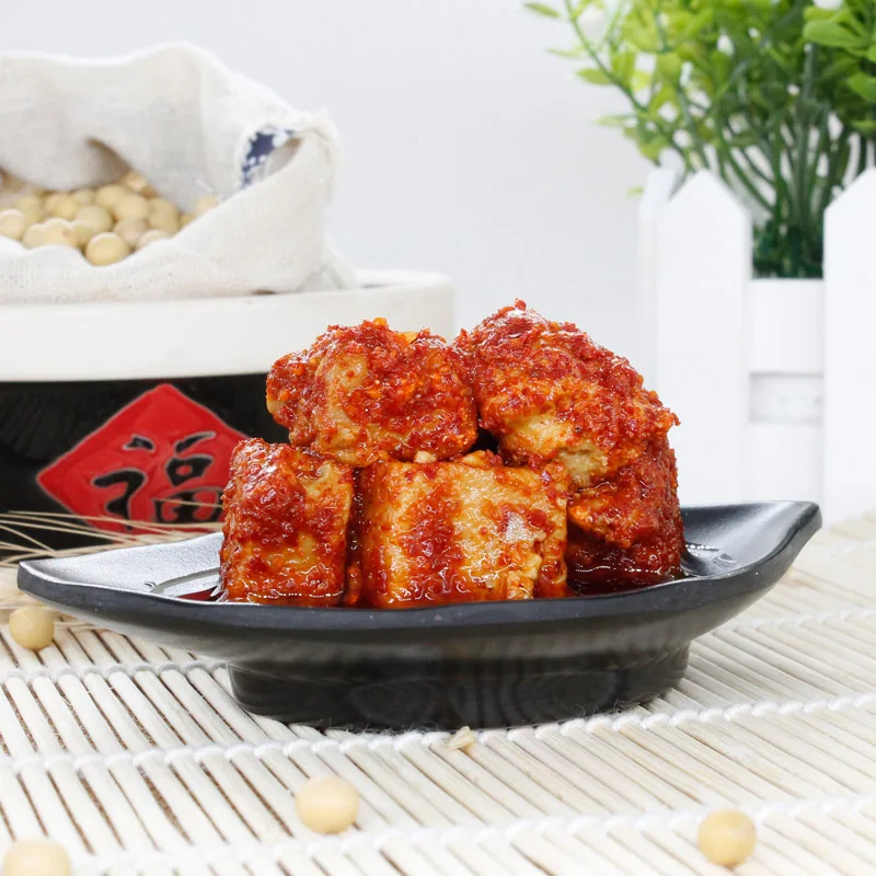 
Chinese cuisine health food spicy fermented bean curd with packaging jar 