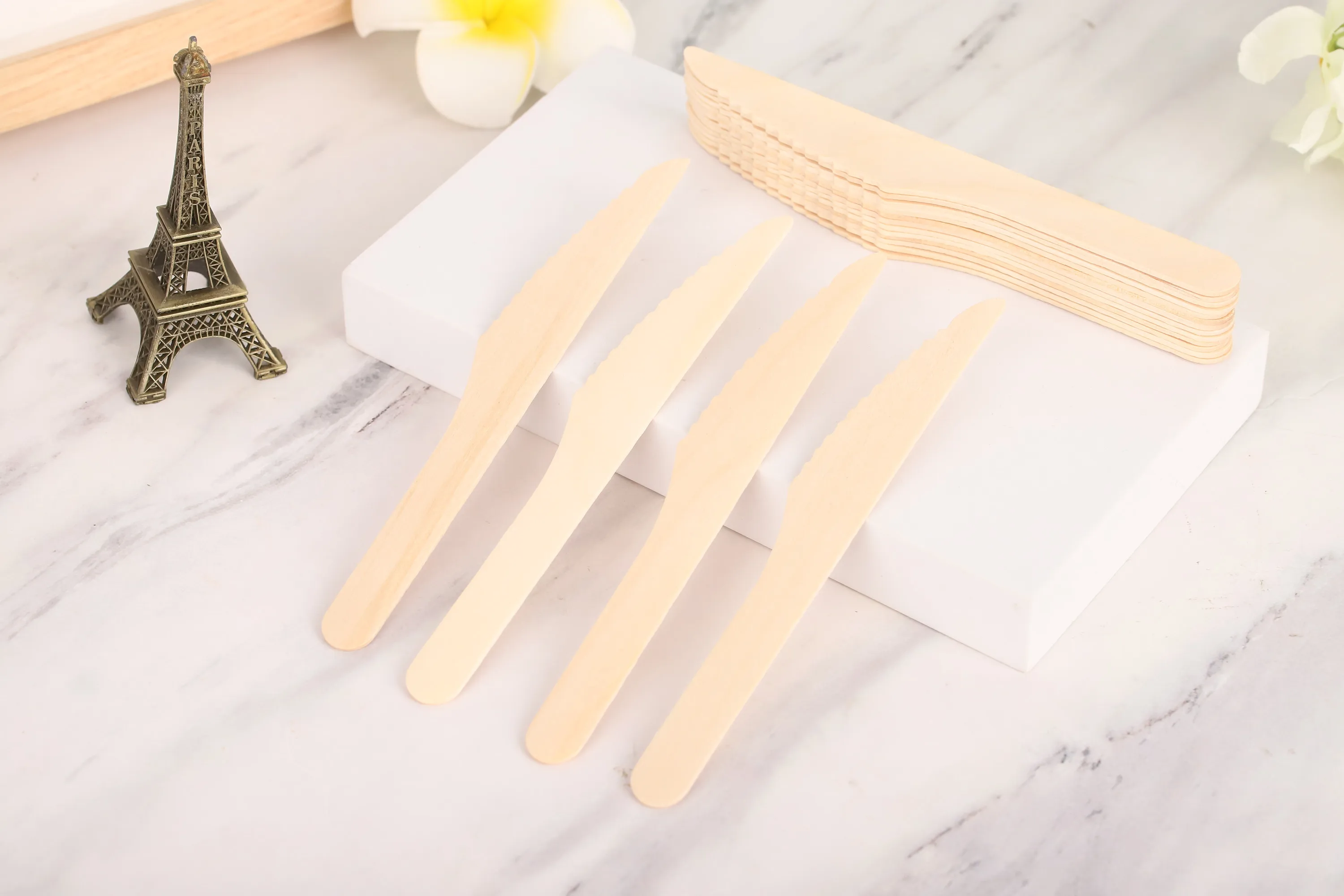 Набор деревянных одноразовых столовых приборов Экологичная биоразлагаемая Компостируемая деревянная посуда