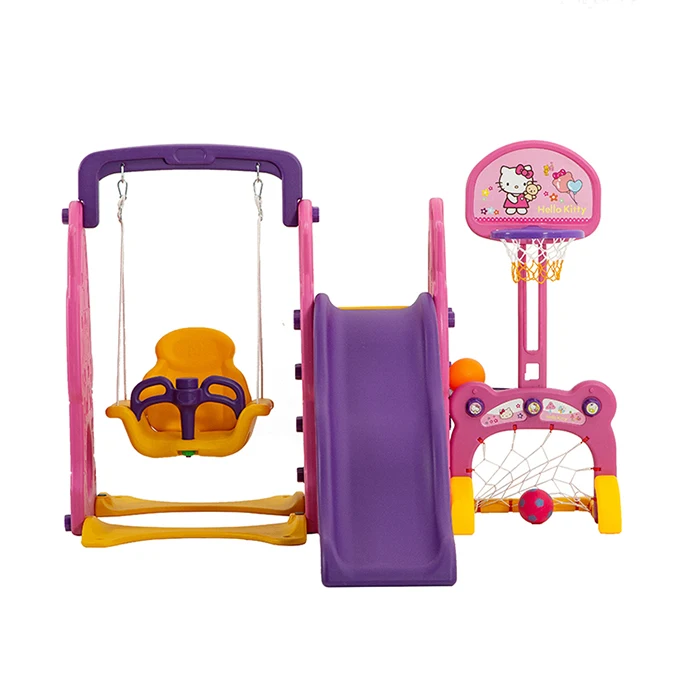 
Wholesale indoor playground 3 in 1 plastic baby playground Outdoor kids swing and slide 