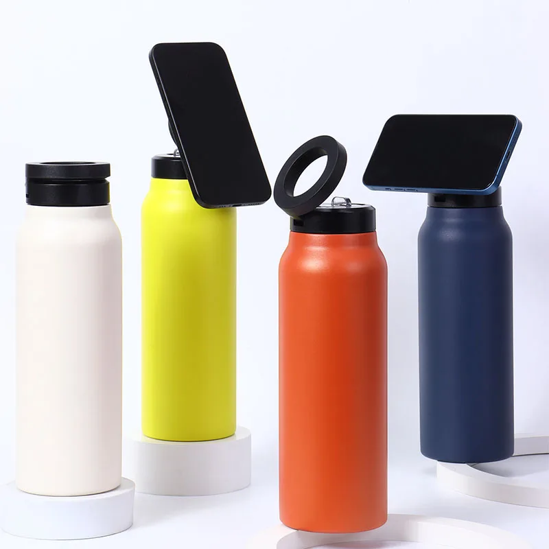 720ml Magnetic Bottle Insulated Stainless Steel Water Bottle Straw Lid Sport Bottle Magnet Compatible Handle Adjustable Angles