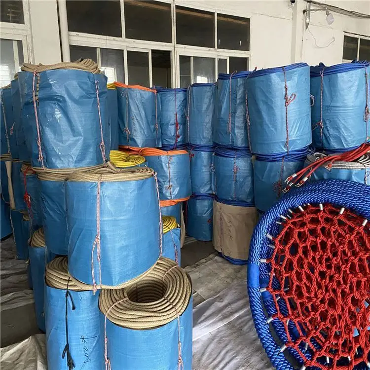 Outdoor Entertainment Playground Equipment Spare Parts Double Braided Rope Polyester Core Climbing Ladder Tree Manufacturing Of
