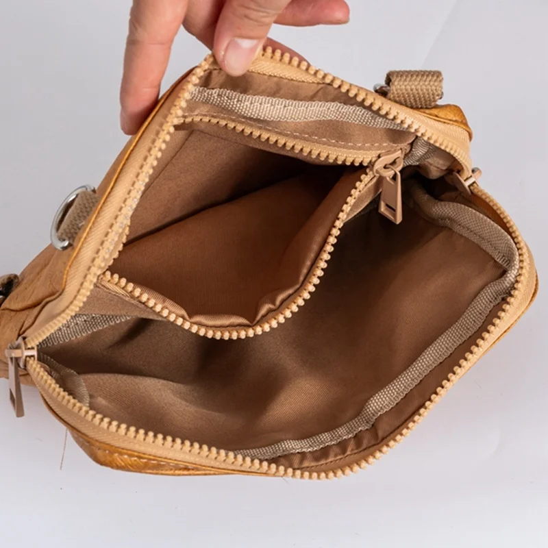 High Quality Brown Waterproof Dupont Chest Messenger Bag Washable Women Men Tyvek Paper Crossbody Bag