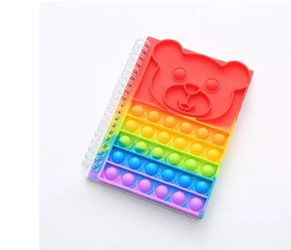 Silicone Pop  push bubble  popit  Notebook Relieve Fidget Notebooks Softcover Spiral Push Toys Memo Pad Finger A5