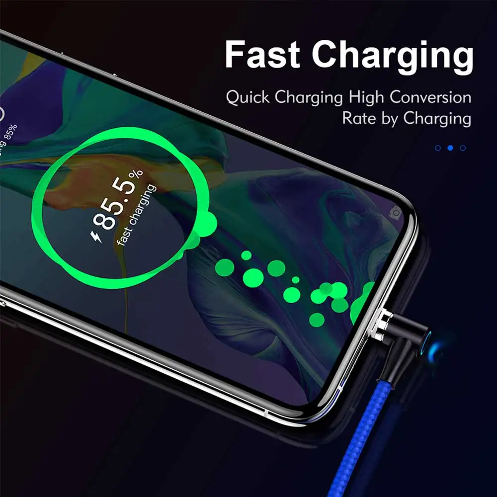 Wholesale IPSKY Mobile Phone Magnet Charge World first popular round L shape 3 in 1 magnetic 3A fast charging data line