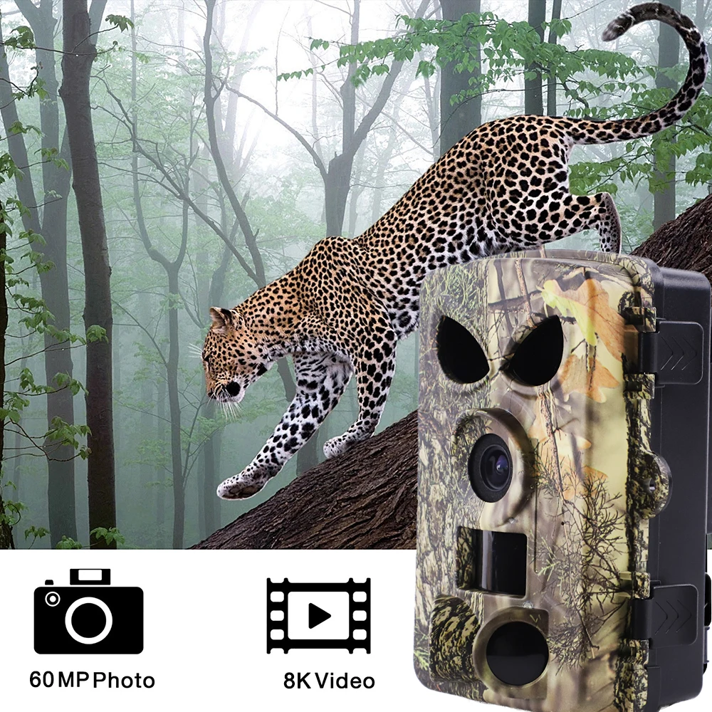 Forest Night Vision Wildlife Camera 8K Wifi Hunting Trail Camera 60mp Outdoor Waterproof Hunting Cameras