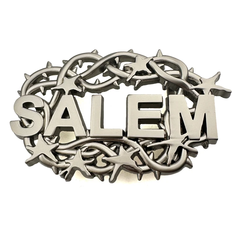 Custom Letter Shape Metal Belt Buckle Brand Logo Matt Silver Plating Metal 38mm Alloy Buckle for Man