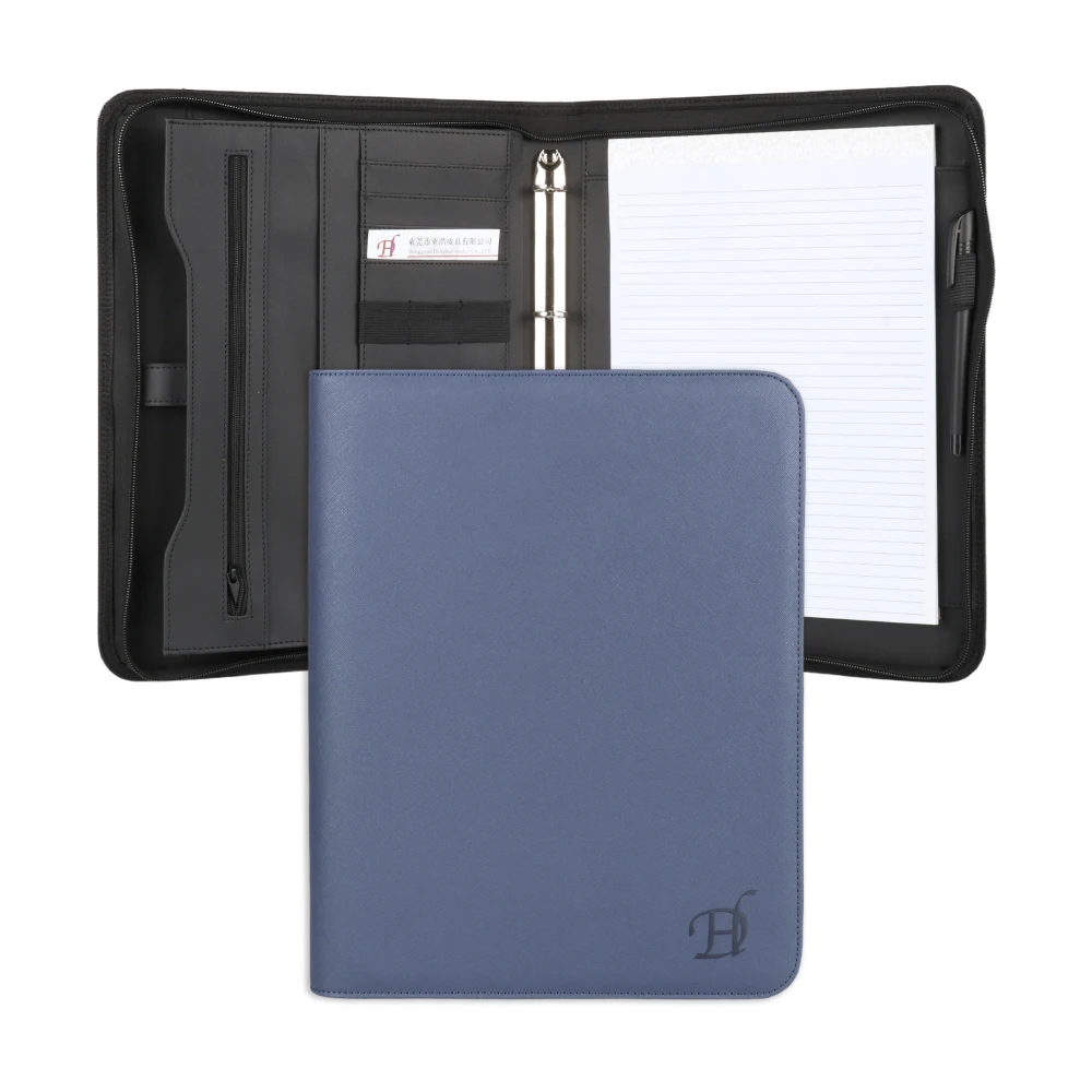 Portfolio A4 PU Leather Conference Folder Document Holder for Office Business PU  Padfolio Folder 3 Rings Portfolio Organizer