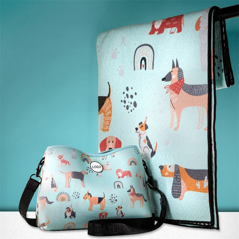 Custom print logo and pattern Dog Bath Absorb Water Towel Soft And Comfortable quickly dry waffle and Microfiber Pet Towel