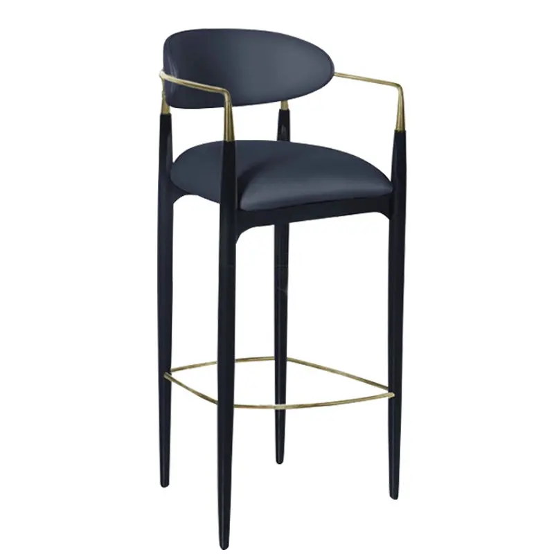 YY-013  PU leather Cafe Furniture Metal steel armrest High Bar Stool Chairs for bistro restaurant