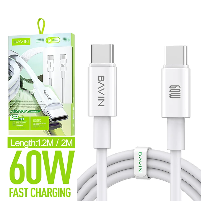 Оптовая продажа цена Бавин cb253 60w Тип c-type c 1,2 m 2m pd штырьковые usb шнуры для зарядки