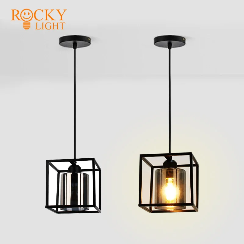 Glass chandelier / Ou ins personality retro industrial wind loft bar Cafe Creative chandelier Iron chandelier