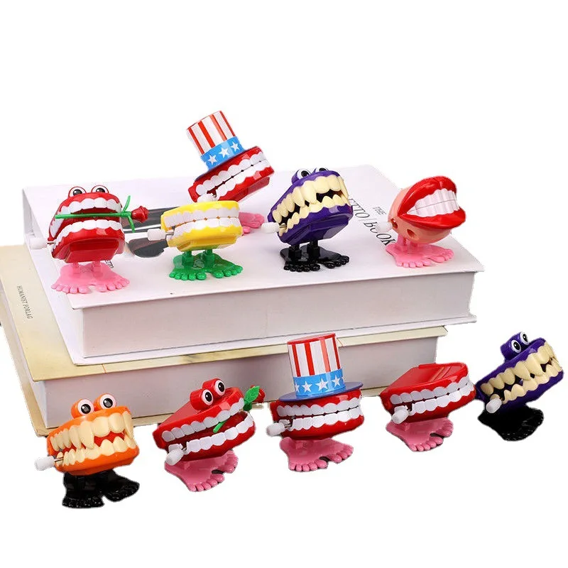 RTS dental toys for kids clockwork jumping toy plastic teeth model wind up teeth toys
