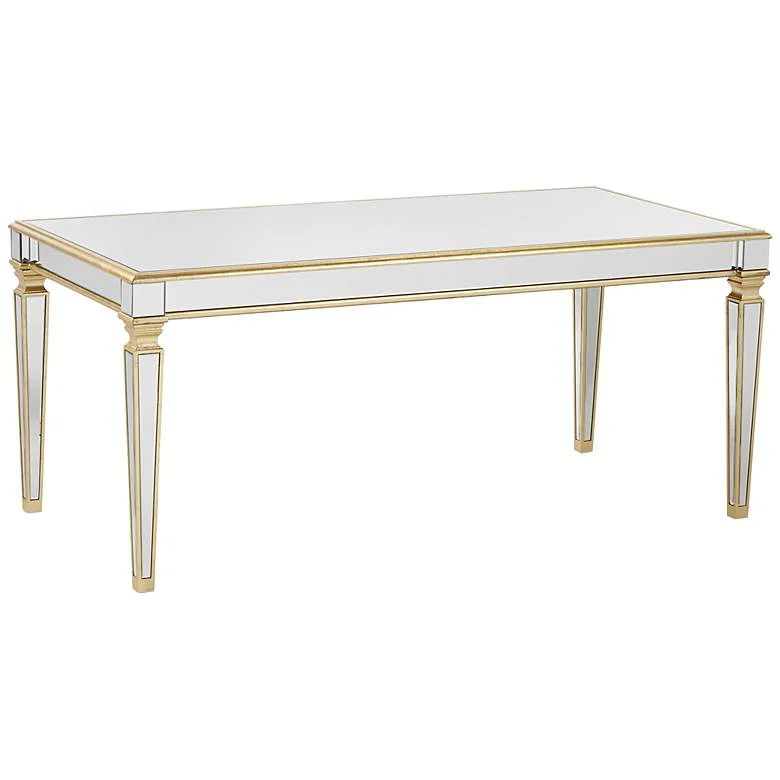 Top selling Dinning room furniture  rectangle gold mirrored dining table luxury mirror dinning tables for wedding events