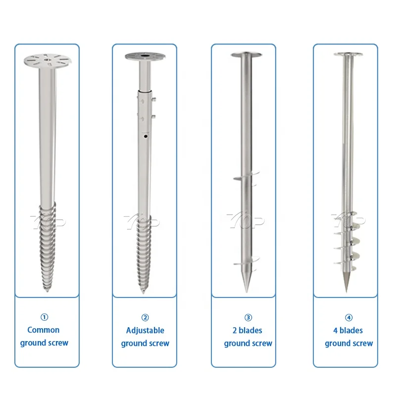 Solar Mounting Ground Screw Factory Manufacture Solar Ground Piles Building Spiral Two-blade Adjustable Ground Screws