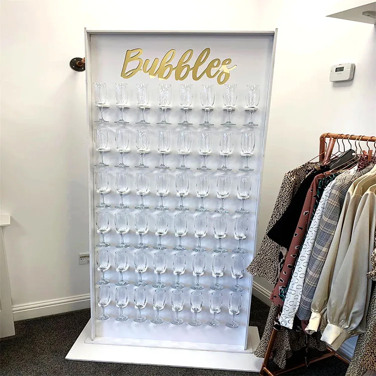 Clear Floor circle Perspex Champagne Wall Mount Clear Acrylic prosecco Wine Glass Cups Display Stand Rack Wall for Wedding