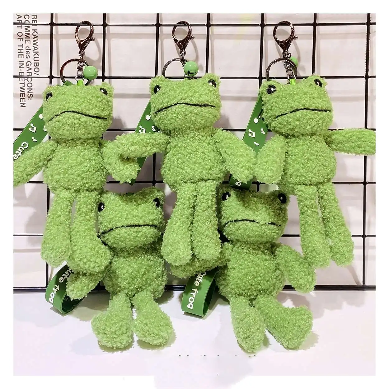 19cm Cute Toy Plush Green Frog Stuffed Animal wholesale Keychain Purse Backpack Decor Promotion mini Frog Plush keychains toys