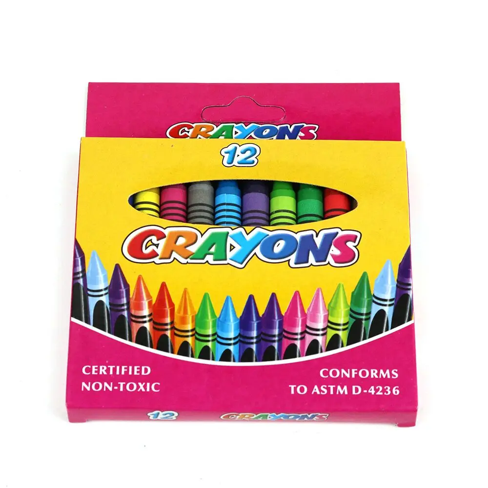 custom color crayons 6 pack in bulk with full color logo printing box for kids drawing