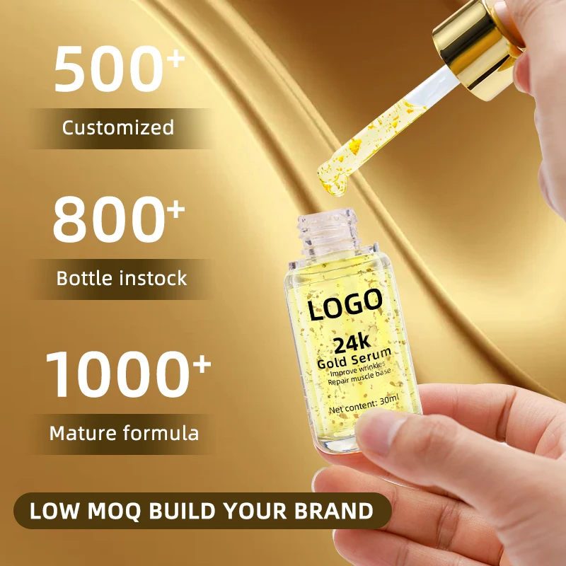 24 K Gold Serum Organic Gold Serum Facial Skin Pure 24k Gold Face Serum Moisturizing Firming Anti Aging Skin Care Essential Oil
