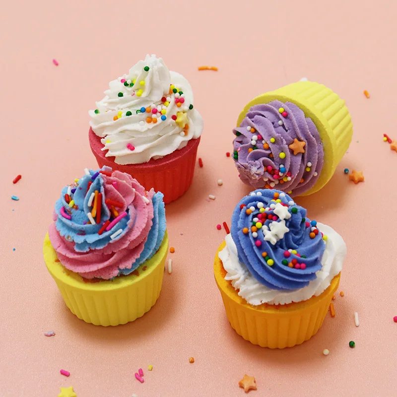 Cupcakes Ice Cream  Shaped  Wholesale Individual Organic  Bath Bomb Balls Scented Bath Bombs Set