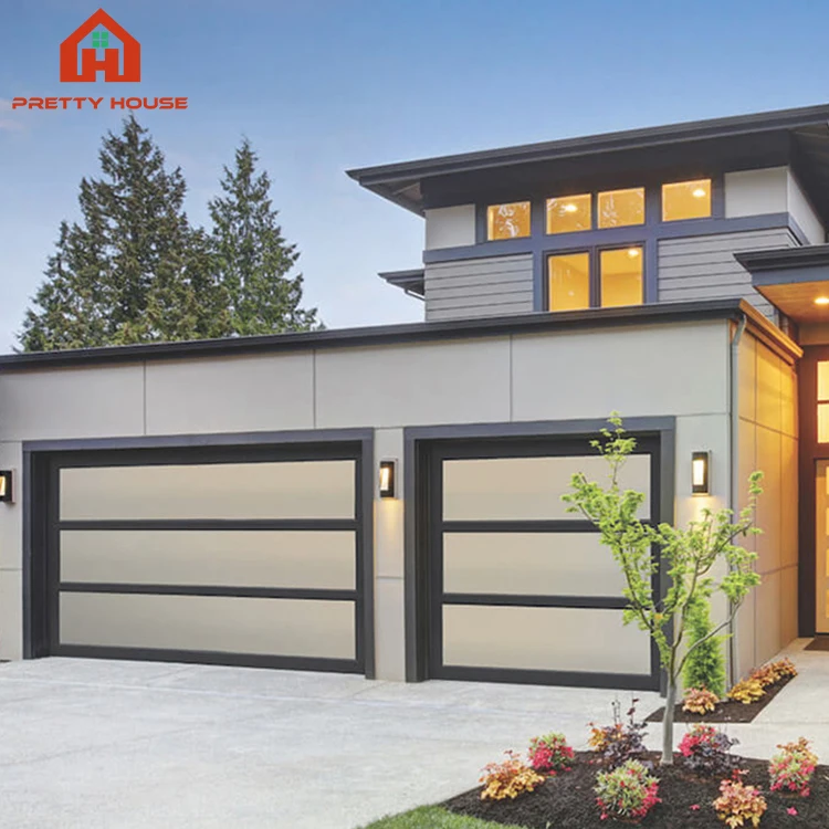 Aluminum tempered glass panel electric sectional garage door