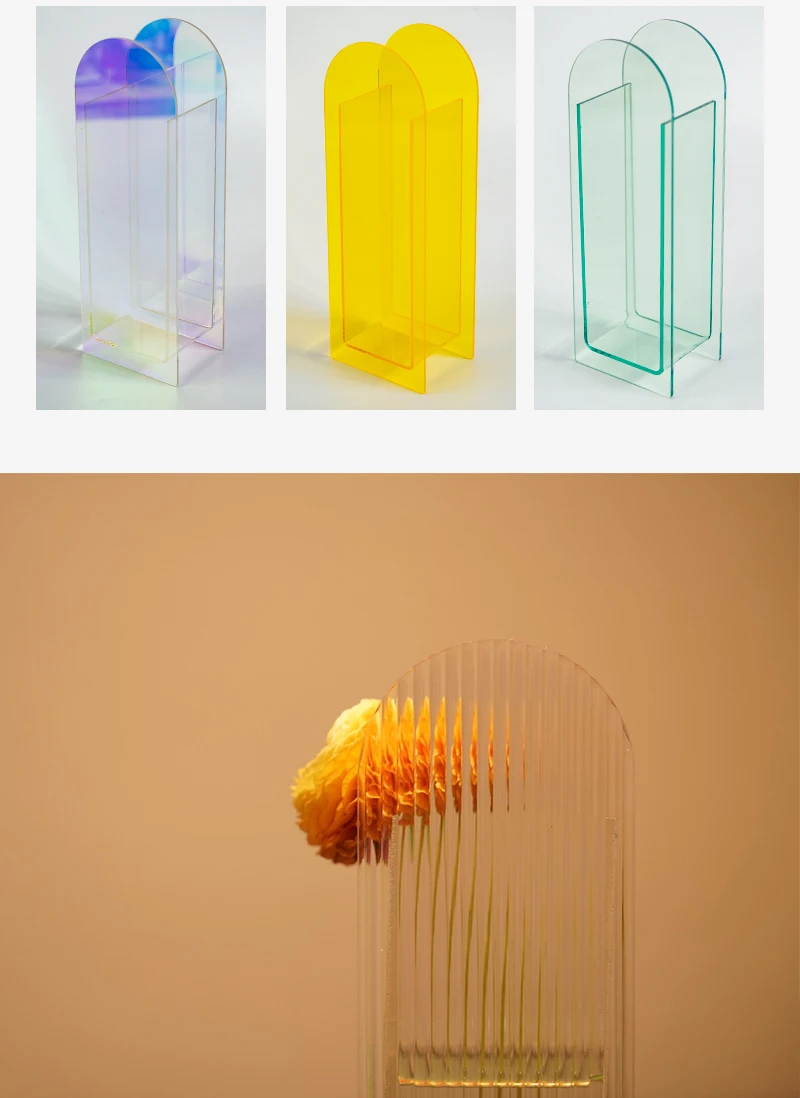 Настраиваемая домашняя Радужная Геометрическая ваза украшение для свадьбы красочная акриловая цветов
