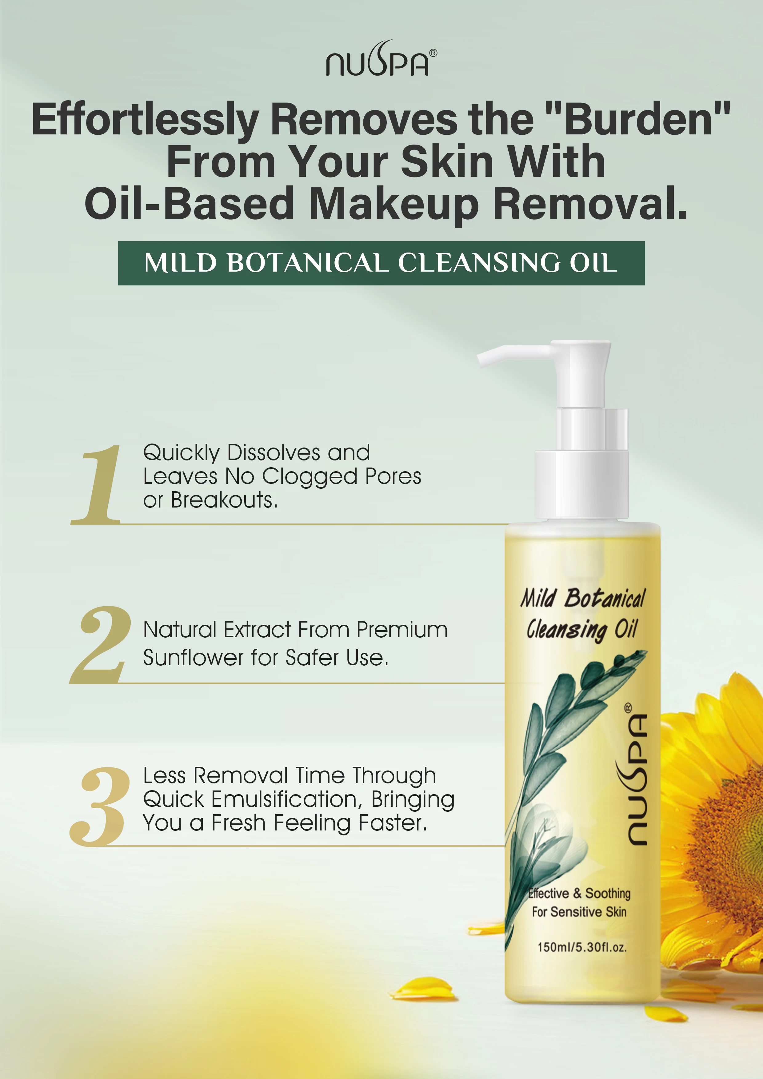 Wholesale Free Sample Sunflower Seed Oil Deeply Cleaning Eye Lipstick Without Any Residue Makeup Remover Oil