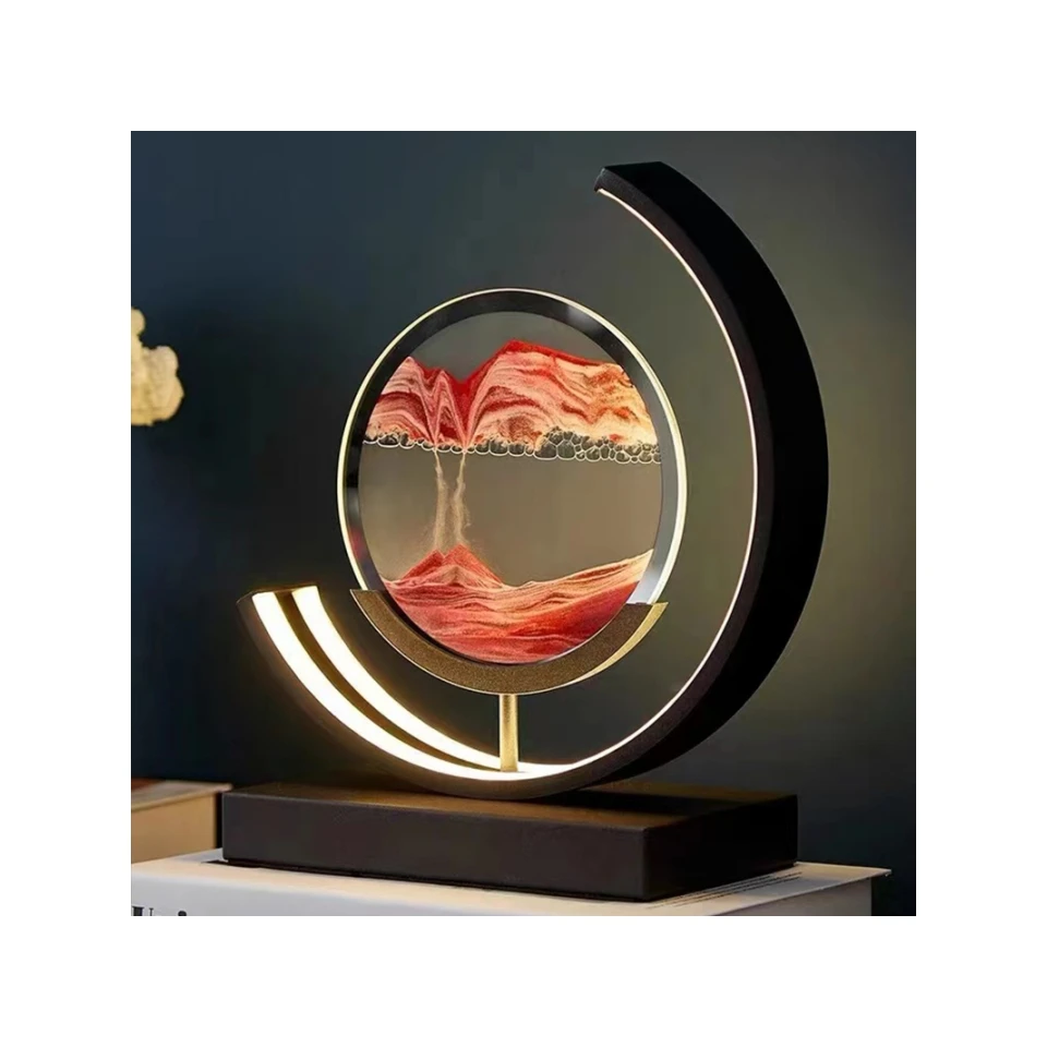 Sandscape USB Charging Moving Hourglass 3D Flowing Light Sand Frame Home Decor Moving Sand Art LED Table Lamp