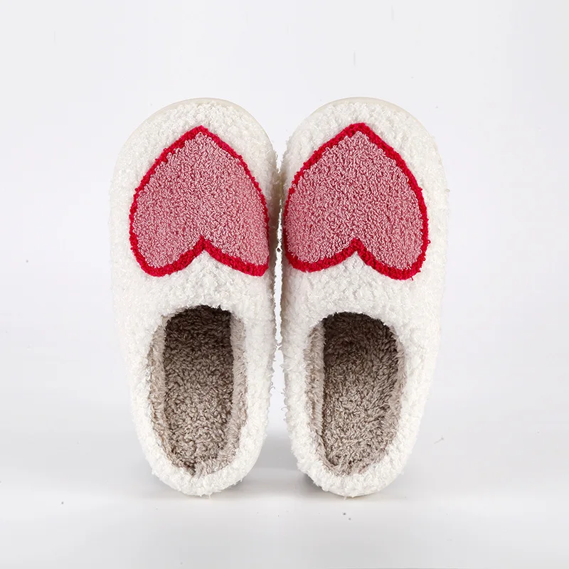 New Home Big Love Warm Winter Cotton Slippers for Men and Women Thick Non-slip Cute Shoes with TPR Outsole and Plush Insole
