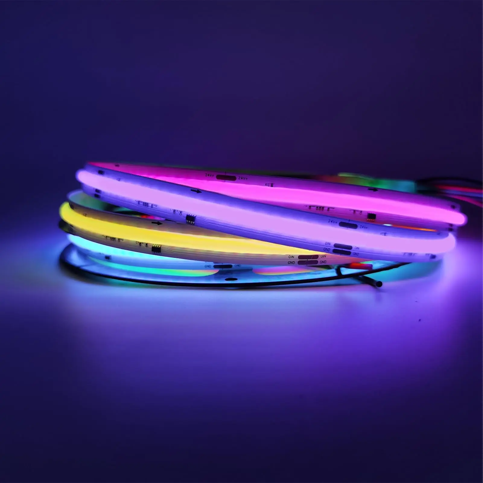 Smart IC COB LED Strip Light Addressable RGB 720LEDs/m 24V Chasing Color Running Effect ws2811 COB Dream Color Light Strip