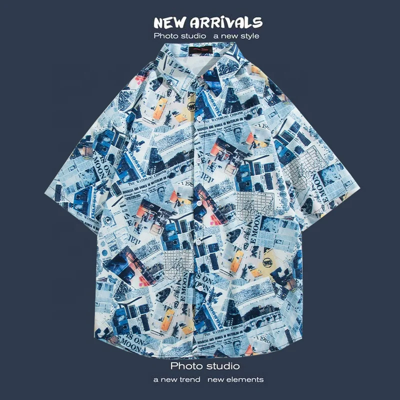 2024 Wholesale New Summer Short sleeved Flower Shirts Retro Vetiver Trendy and Beautiful Shirts Suitable for Men and Women