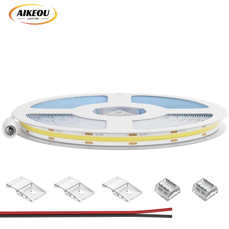 Dual Color Temperature Light Emitting Diode Cob Led Strip DC12v 24v 608LED 12w Dimmable ip20 Dual Color Cob Strip Lights