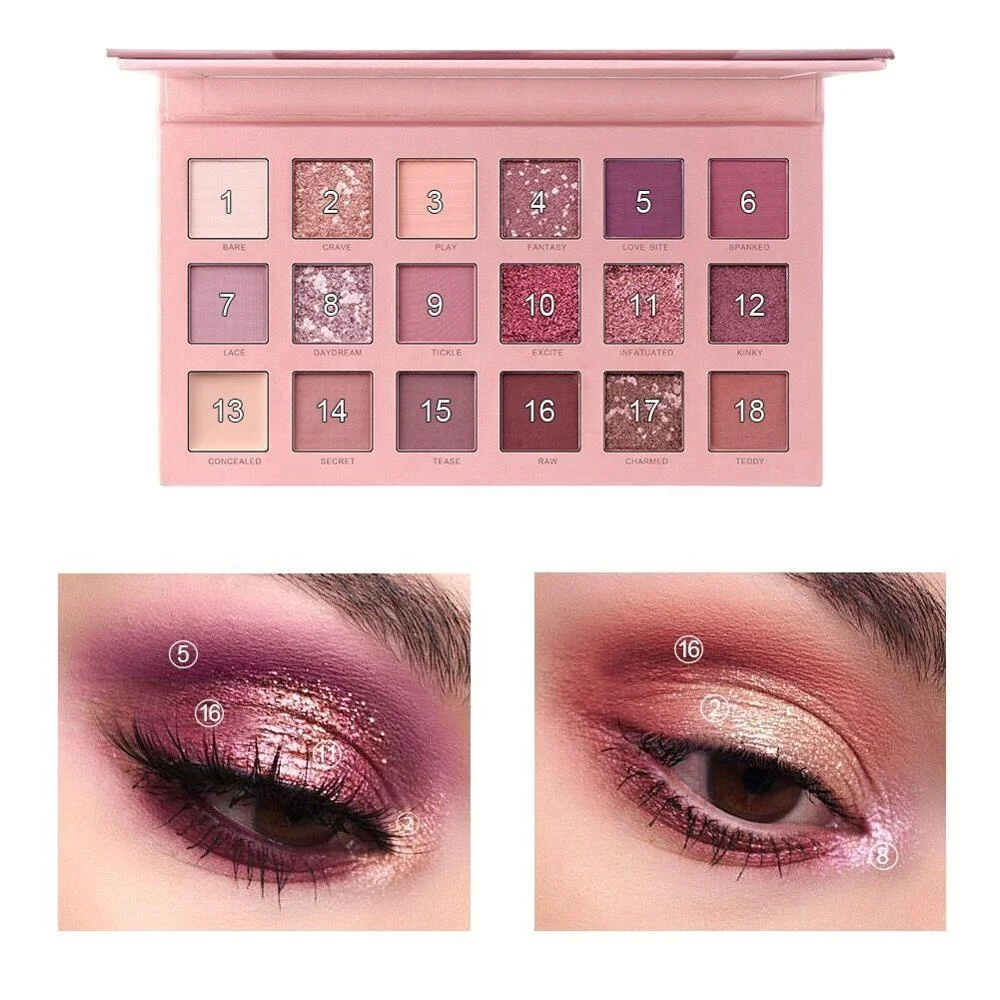 MISS ROSE NEW Cosmetics Professional high pigmented 18 Color Eye Shadow Makeup Glitter Eyeshadow Palette