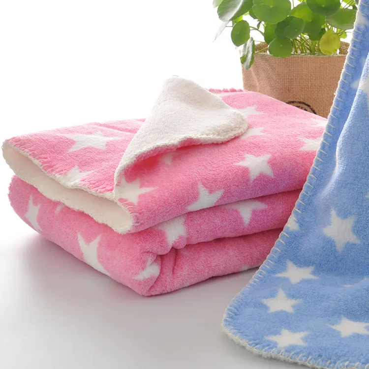 Star design double bed sheet set blanket,  baby microfiber custom printed fleece outdoor blanket