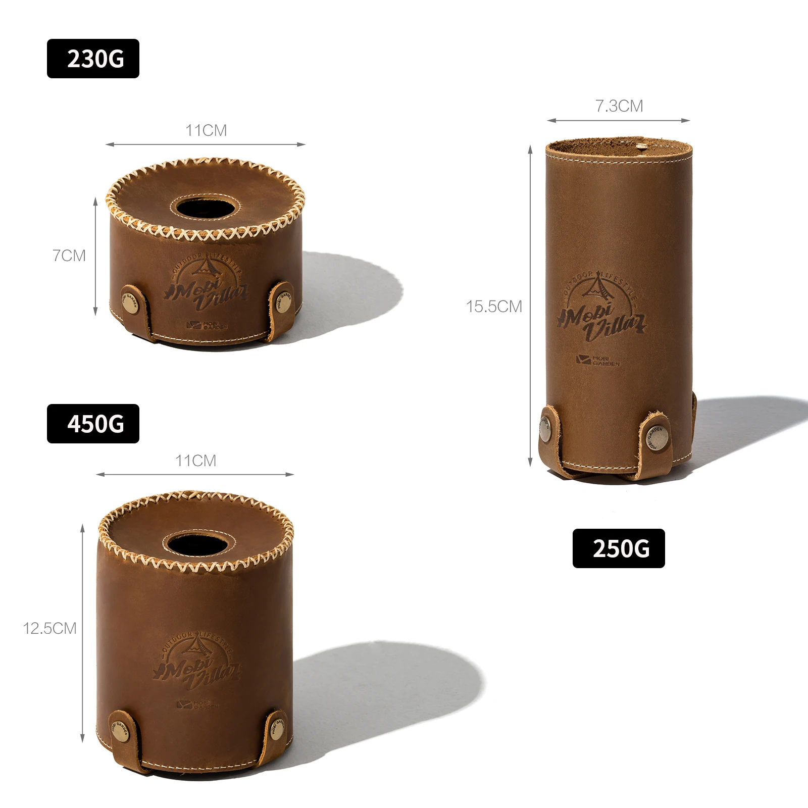 MOBI GARDEN Gas Tank Cover Cowhide Leather Camping Protective Case Gas Canister