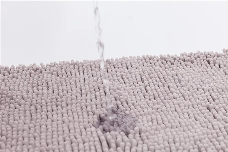 Wholesale Soft Antislip Waterproof Shaggy Thick Microfiber Chenille Shower Bath Mat For Hotel