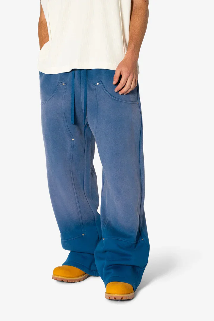 Custom 500g Blank French Terry Cotton Oversized Loose Heavyweight Double Knee Straight Leg Wide Leg Men Flare Baggy Sweats pants