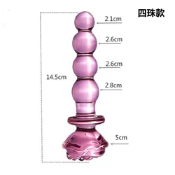 Popular Glass Dildo Anal Plug Crystal Dildo Penis Rose Shaped Glass Butt Plug Pink-Glass Anus Butt Sex Toys for male female