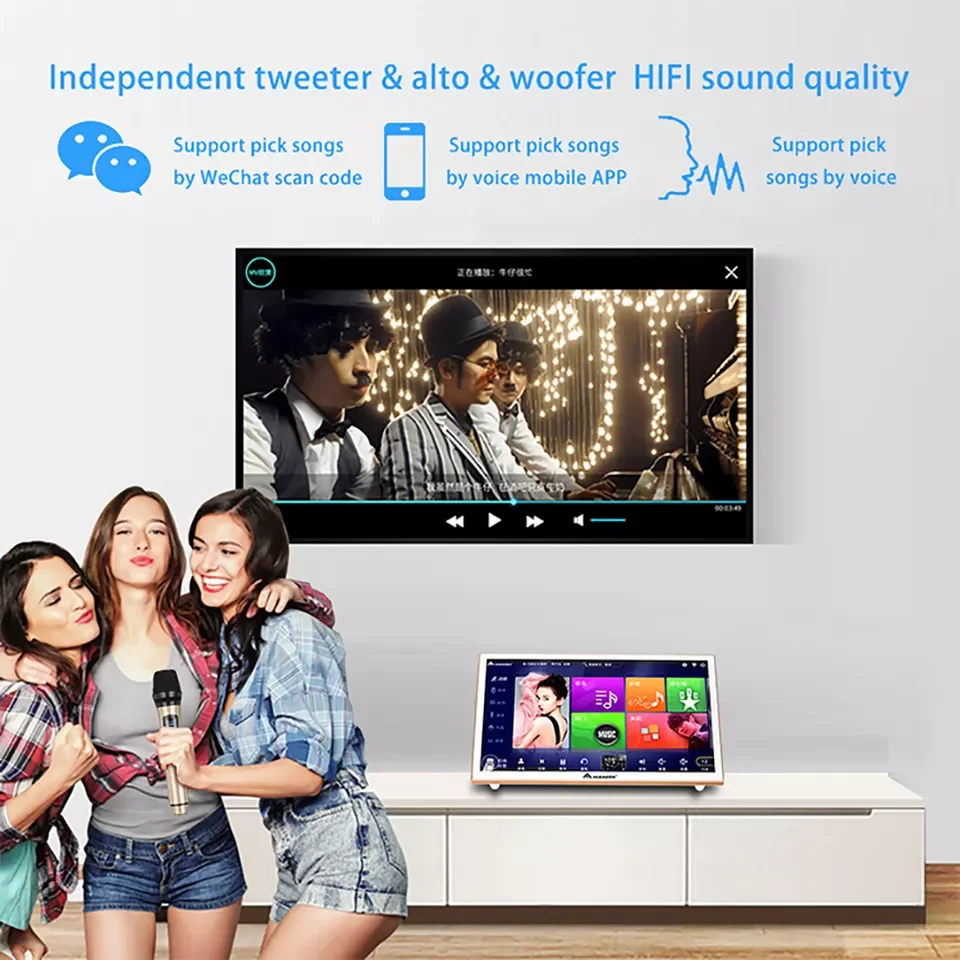 Portable Karaoke 19' InAndOn 1TB Karaoke Machine Jukebox Home KTV Players Karaoke Set System Professional Singing Machine