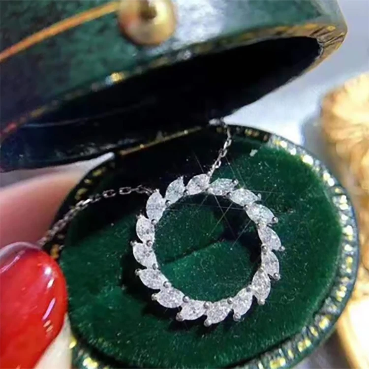 CAOSHI Dainty Jewelry New Fashion Classic Simple Floral Necklace Chain Silver Round Zircon Cubic Zirconia Necklace Women