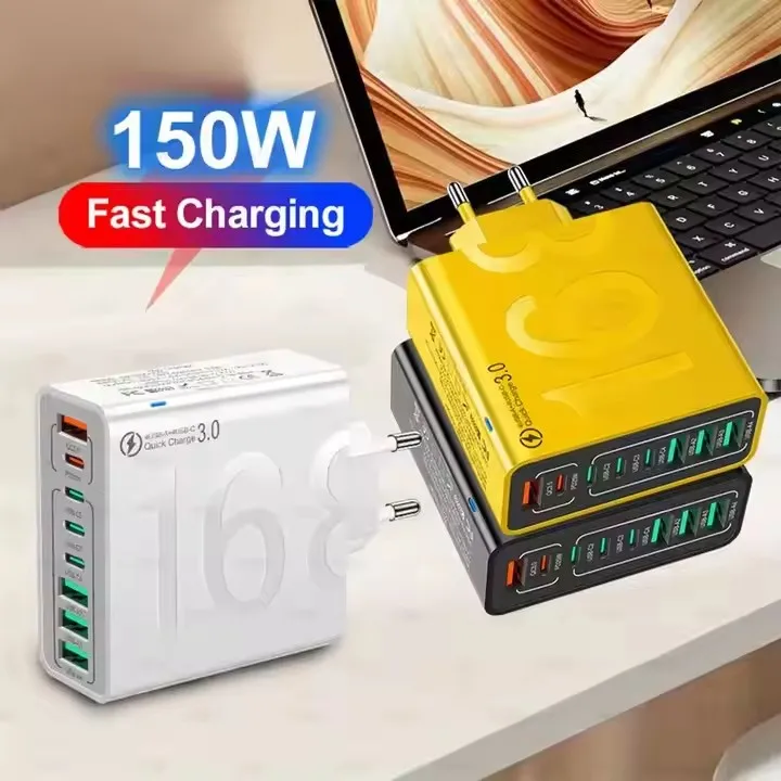 KOREA PLUG OEM 150W USB Muti 8 Ports Fast Charging PD Wall Mobile Phone Adapter for iPhone 16 15 Xiaomi Samsung Oneplus